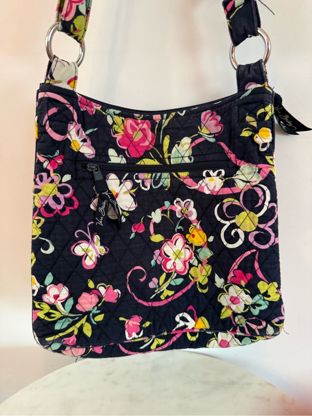 VTG Vera Bradley Quilted Hipster Crossbody bag in Ribbons Retired *see photos